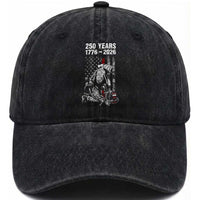 Fireman 250 Years of America Washed Cotton Baseball Cap Firefighter Red US Patriotic 4th Of July
