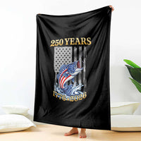 America 250th Fishing Throw Blanket Patriotic Fisherman American Flag