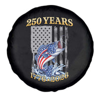 America 250th Fishing Spare Tire Cover Patriotic Fisherman American Flag