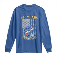 America 250th Fishing Long Sleeve Shirt Patriotic Fisherman American Flag