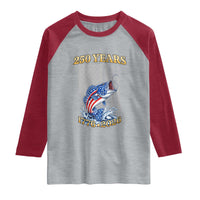 America 250th Fishing Raglan Shirt Patriotic Fisherman American Flag