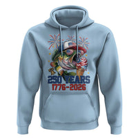 America 250th Fishing Hoodie Patriotic Bass Fish American Flag