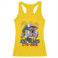 America 250th Fishing Racerback Tank Top Patriotic Bass Fish American Flag