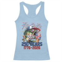 America 250th Fishing Racerback Tank Top Patriotic Bass Fish American Flag