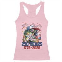 America 250th Fishing Racerback Tank Top Patriotic Bass Fish American Flag