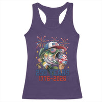 America 250th Fishing Racerback Tank Top Patriotic Bass Fish American Flag