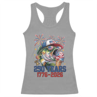America 250th Fishing Racerback Tank Top Patriotic Bass Fish American Flag