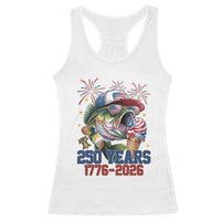 America 250th Fishing Racerback Tank Top Patriotic Bass Fish American Flag