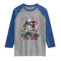 America 250th Fishing Raglan Shirt Patriotic Bass Fish American Flag