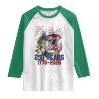 America 250th Fishing Raglan Shirt Patriotic Bass Fish American Flag