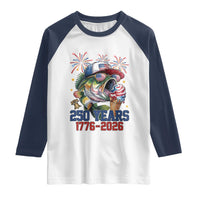America 250th Fishing Raglan Shirt Patriotic Bass Fish American Flag