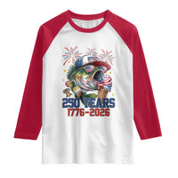 America 250th Fishing Raglan Shirt Patriotic Bass Fish American Flag