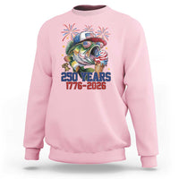 America 250th Fishing Sweatshirt Patriotic Bass Fish American Flag