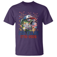 America 250th Fishing T Shirt Patriotic Bass Fish American Flag
