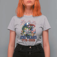 America 250th Fishing T Shirt For Women Patriotic Bass Fish American Flag