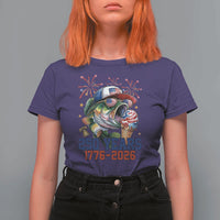 America 250th Fishing T Shirt For Women Patriotic Bass Fish American Flag