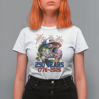 America 250th Fishing T Shirt For Women Patriotic Bass Fish American Flag