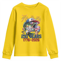 America 250th Fishing Youth Sweatshirt Patriotic Bass Fish American Flag