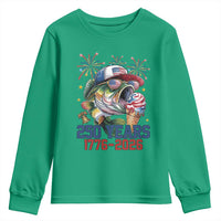 America 250th Fishing Youth Sweatshirt Patriotic Bass Fish American Flag