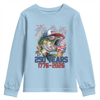 America 250th Fishing Youth Sweatshirt Patriotic Bass Fish American Flag