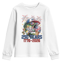 America 250th Fishing Youth Sweatshirt Patriotic Bass Fish American Flag