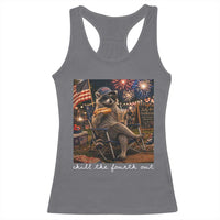 Funny Raccoon 4th of July Racerback Tank Top Chill The Fourth Out