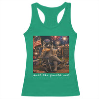 Funny Raccoon 4th of July Racerback Tank Top Chill The Fourth Out