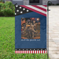 Funny Raccoon 4th of July Patriotic Garden Flag Chill The Fourth Out