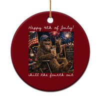 4th of July Bigfoot Ceramic Ornament Patriotic Sasquatch American Flag Party Festival