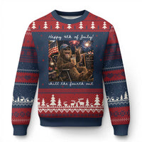4th of July Bigfoot Ugly Christmas Sweater Patriotic Sasquatch American Flag Party Festival
