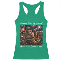 4th of July Bigfoot Racerback Tank Top Patriotic Sasquatch American Flag Party Festival
