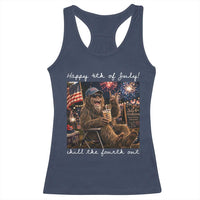 4th of July Bigfoot Racerback Tank Top Patriotic Sasquatch American Flag Party Festival
