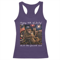 4th of July Bigfoot Racerback Tank Top Patriotic Sasquatch American Flag Party Festival