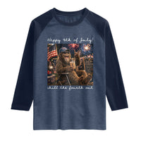 4th of July Bigfoot Raglan Shirt Patriotic Sasquatch American Flag Party Festival