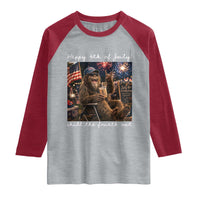 4th of July Bigfoot Raglan Shirt Patriotic Sasquatch American Flag Party Festival