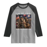 4th of July Bigfoot Raglan Shirt Patriotic Sasquatch American Flag Party Festival