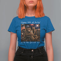 4th of July Bigfoot T Shirt For Women Patriotic Sasquatch American Flag Party Festival