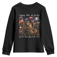 4th of July Bigfoot Youth Sweatshirt Patriotic Sasquatch American Flag Party Festival