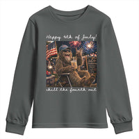 4th of July Bigfoot Youth Sweatshirt Patriotic Sasquatch American Flag Party Festival