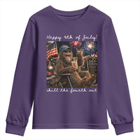 4th of July Bigfoot Youth Sweatshirt Patriotic Sasquatch American Flag Party Festival