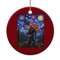 Bigfoot Patriotic 250 Years of Freedom Ceramic Ornament American USA Flag Stary Night