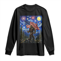 Bigfoot Patriotic 250 Years of Freedom Long Sleeve Shirt American USA Flag Stary Night