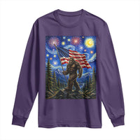 Bigfoot Patriotic 250 Years of Freedom Long Sleeve Shirt American USA Flag Stary Night