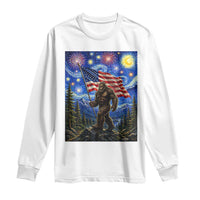 Bigfoot Patriotic 250 Years of Freedom Long Sleeve Shirt American USA Flag Stary Night
