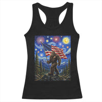 Bigfoot Patriotic 250 Years of Freedom Racerback Tank Top American USA Flag Stary Night