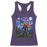 Bigfoot Patriotic 250 Years of Freedom Racerback Tank Top American USA Flag Stary Night