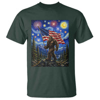 Bigfoot Patriotic 250 Years of Freedom T Shirt American USA Flag Stary Night