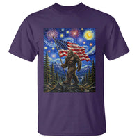 Bigfoot Patriotic 250 Years of Freedom T Shirt American USA Flag Stary Night