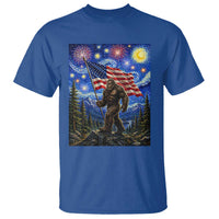 Bigfoot Patriotic 250 Years of Freedom T Shirt American USA Flag Stary Night