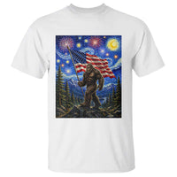 Bigfoot Patriotic 250 Years of Freedom T Shirt American USA Flag Stary Night